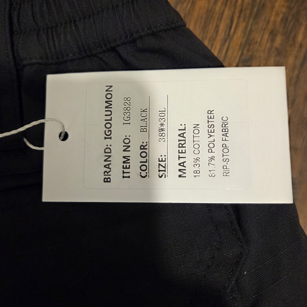 IGOLUMON Men's Stretch Tactical Pants, Breathable Ripstop 38W x 30L, Black - Picture 5 of 8
